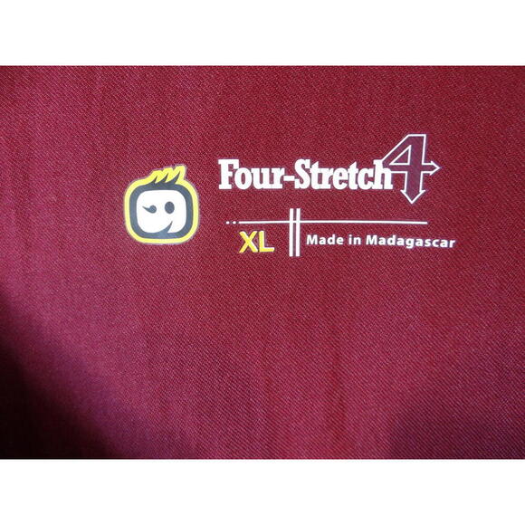 Four-Stretch Women's Burgundy Button-Front Medical Scrub Jacket XL - Picture 2 of 6